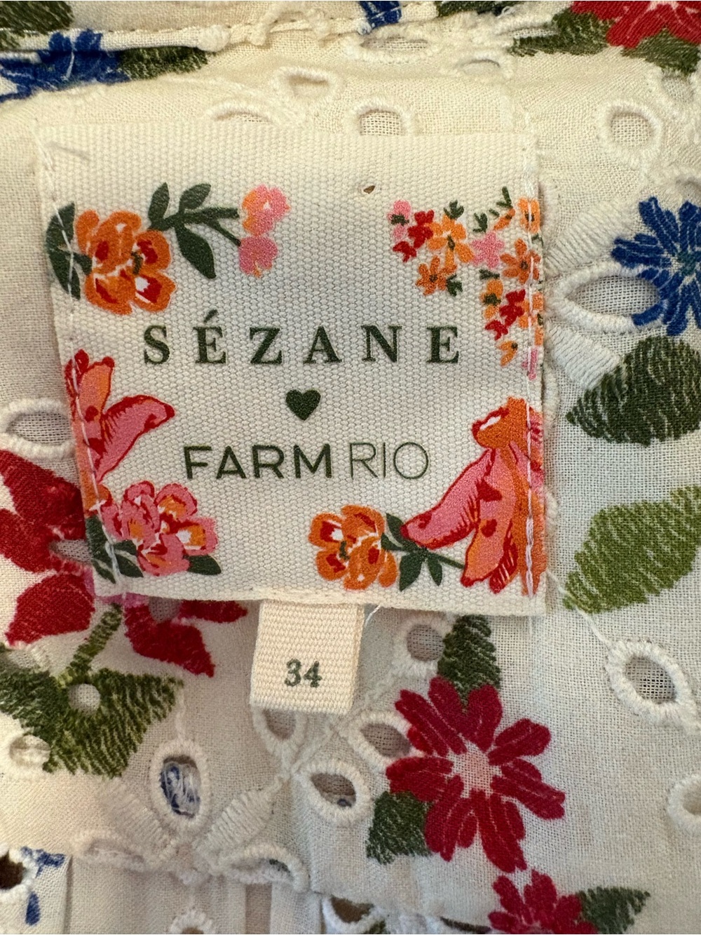 Sezane x Farm Rio Bella Dress in Jardim Romantico Cream Floral Dress FR34/US2 - Picture 7 of 9